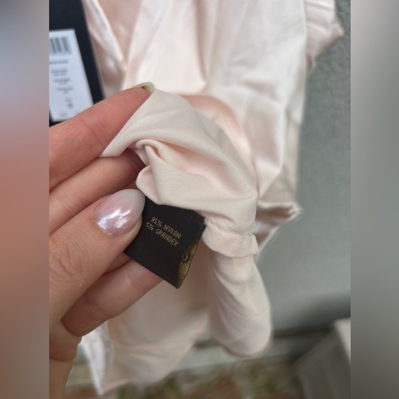 AS By DF Ferrara Ruched-Sleeve Satin Blouse in Blush New with Tags! - Picture 10 of 11